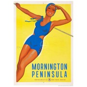 Retro Print | Mornington Peninsula |  Blue Bathers | A2